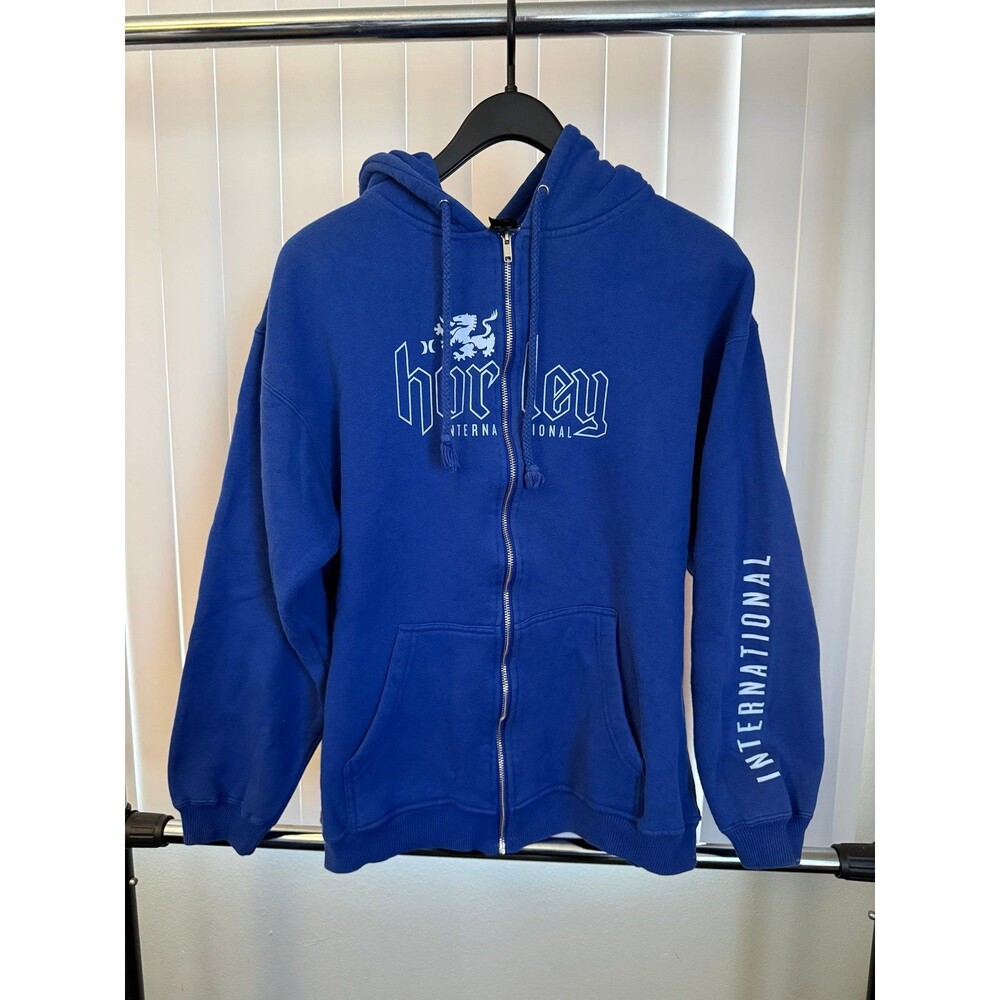 Vintage Y2K Men’s Hurley International Full Zip Blue Hooded Jacket Size Large